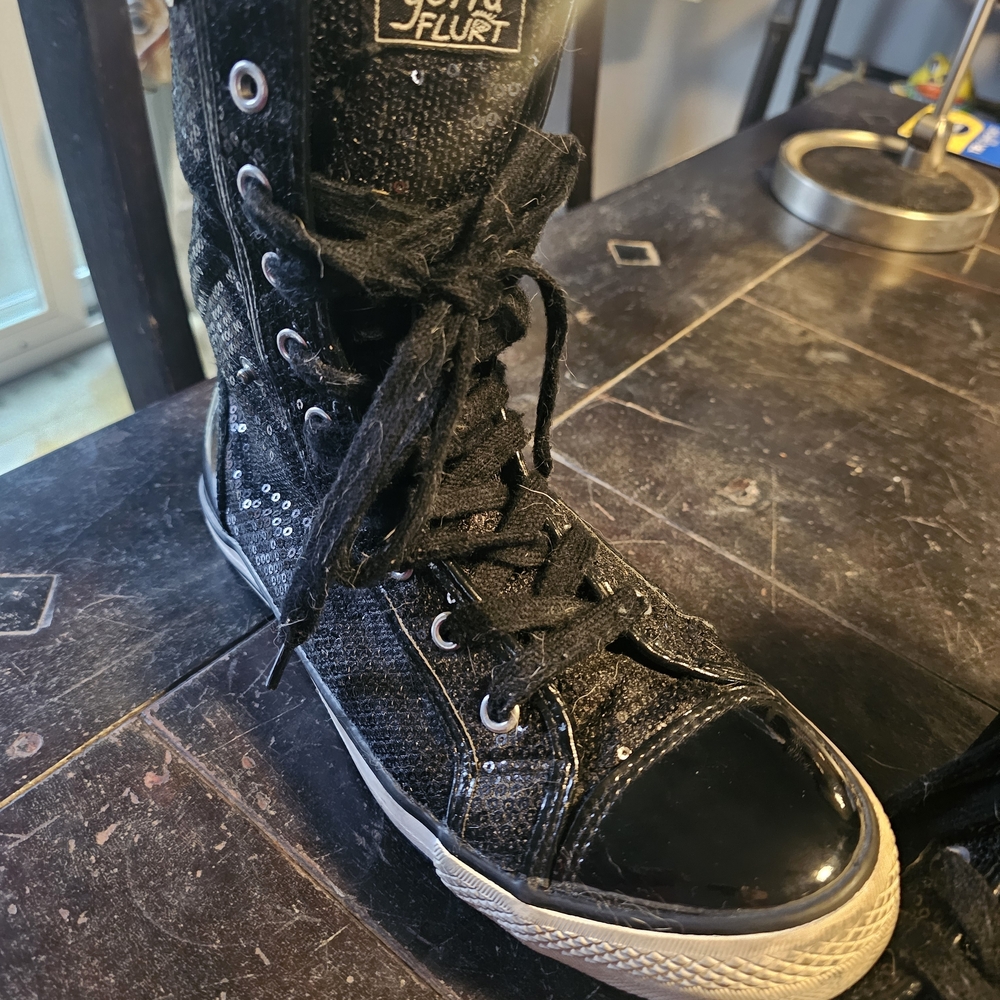 Gotta Flurt Black Glitter High-Top Sneakers